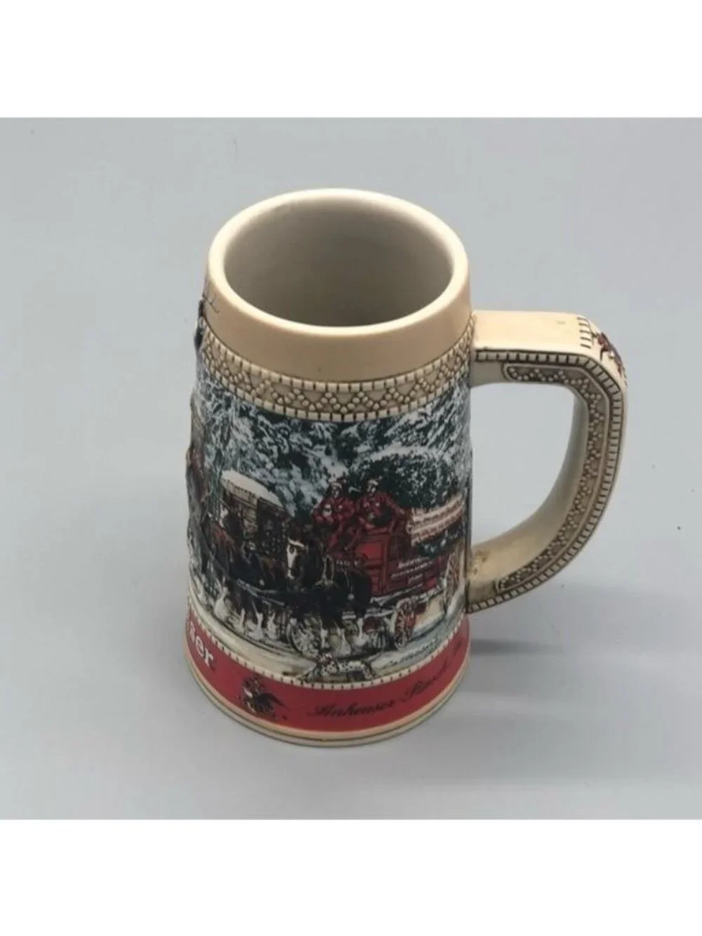 Budweiser clydesdales Christmas collector mug stine 6.5
